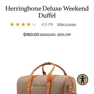 Herringbone Deluxe Weekend Duffel-New no tags